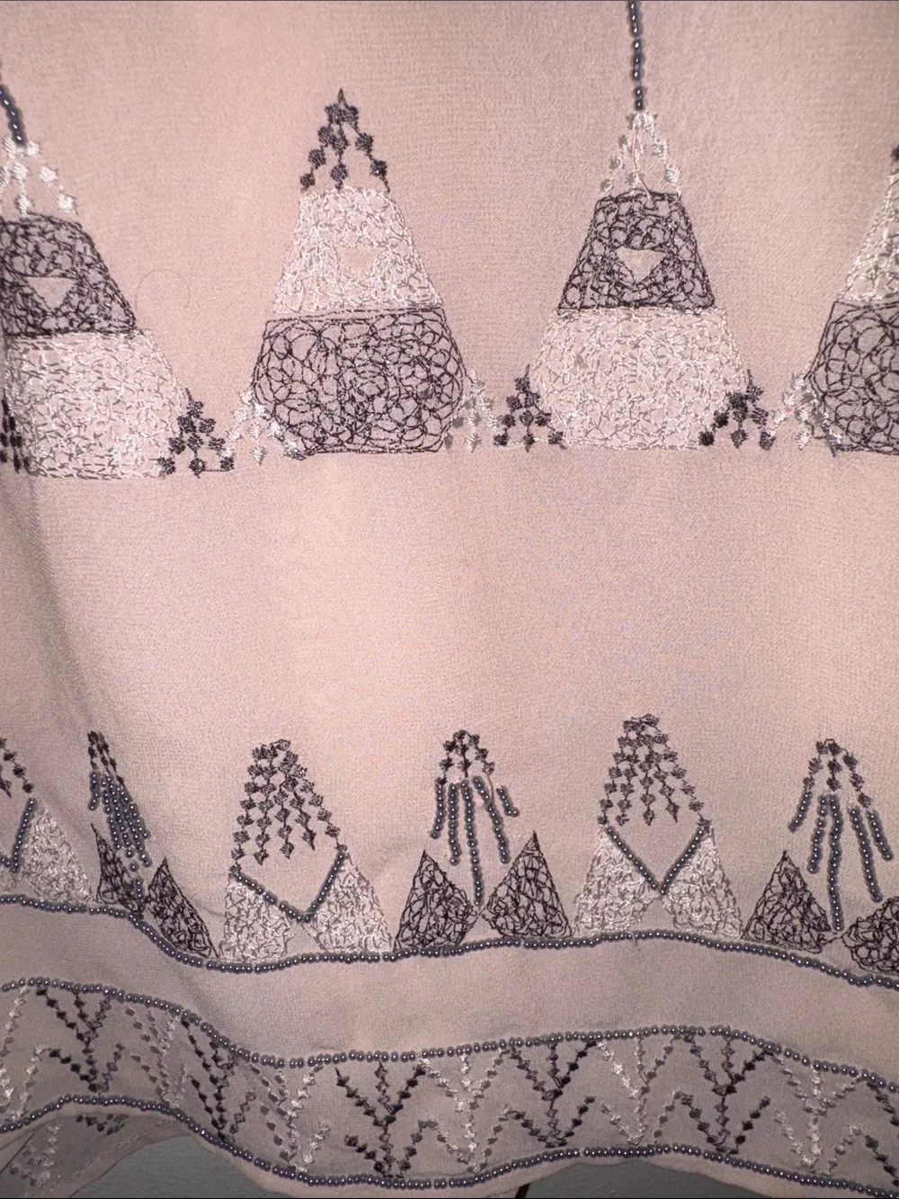 Free People Blush Pink Beaded V-Neck Dress - Picture 5 of 6